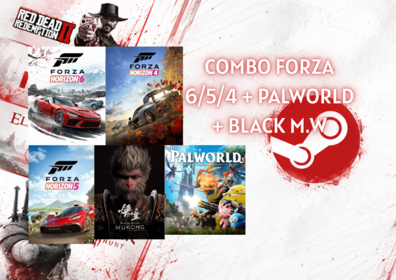 COMBO FORZA 6+5+4 + PALWORLD + BLACK M.W - CONTA OFFLINE STEAM